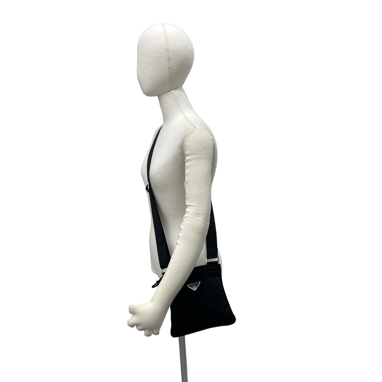 Prada Triangle Logo Plate Tessuto Nylon Mini Shoulder Bag Pochette Black — view 2