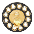 Chanel CC Logo Vintage Round Earrings 28 Gold Black Plated Plastic — view 4
