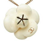 Chanel CC Logo Camellia Flower Motif Necklace Gold Ivory Plated — view 2