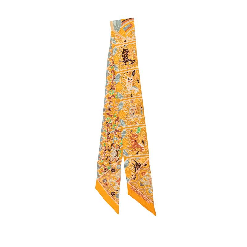 Hermes Twilly Collections Imperiales Royal Collection Scarf Orange Multicolor