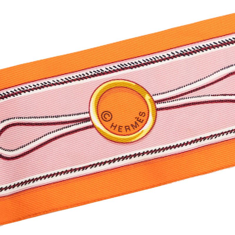 Hermes Twilly Maillons Scarf Orange Multicolor Silk — view 2
