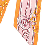 Hermes Twilly Maillons Scarf Orange Multicolor Silk — view 3