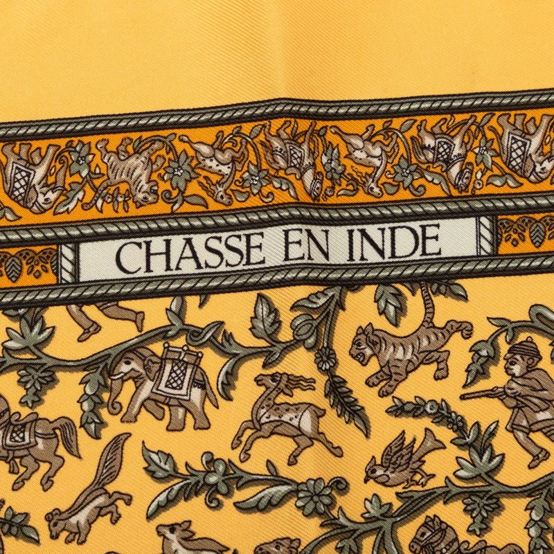 Hermes Carre 45 Chasse en Inde Indian Hunting Scarf Yellow Multicolor Silk — view 3