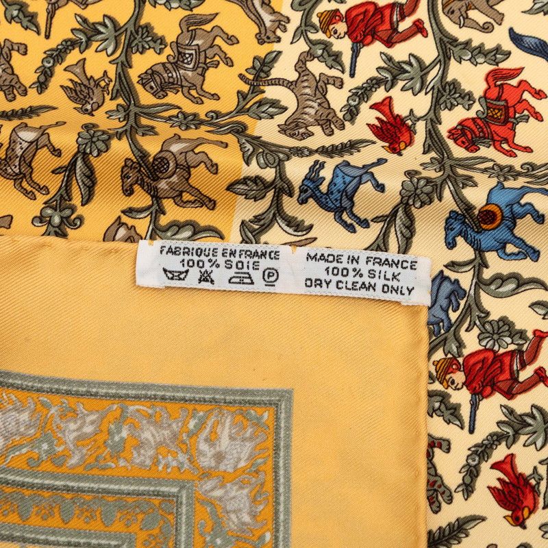 Hermes Carre 45 Chasse en Inde Indian Hunting Scarf Yellow Multicolor Silk — view 9