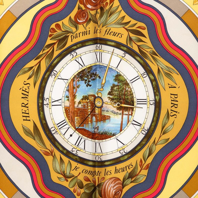 Hermes Carre 90 Parmi les Fleurs Je Compte les Heures Time Spent Among Flowers — view 4