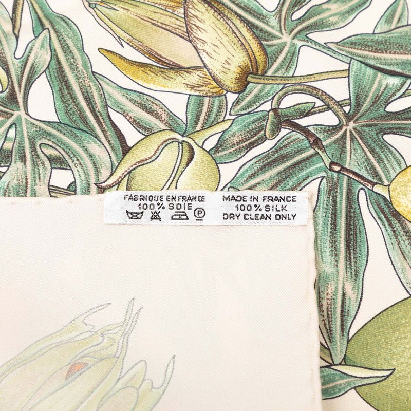 Hermes Carre 90 Passiflores Passion Flower Scarf Large White Multicolor Silk — view 8