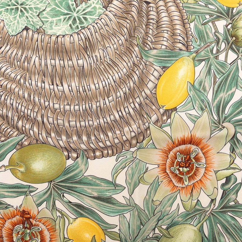 Hermes Carre 90 Passiflores Passion Flower Scarf Large White Multicolor Silk — view 7