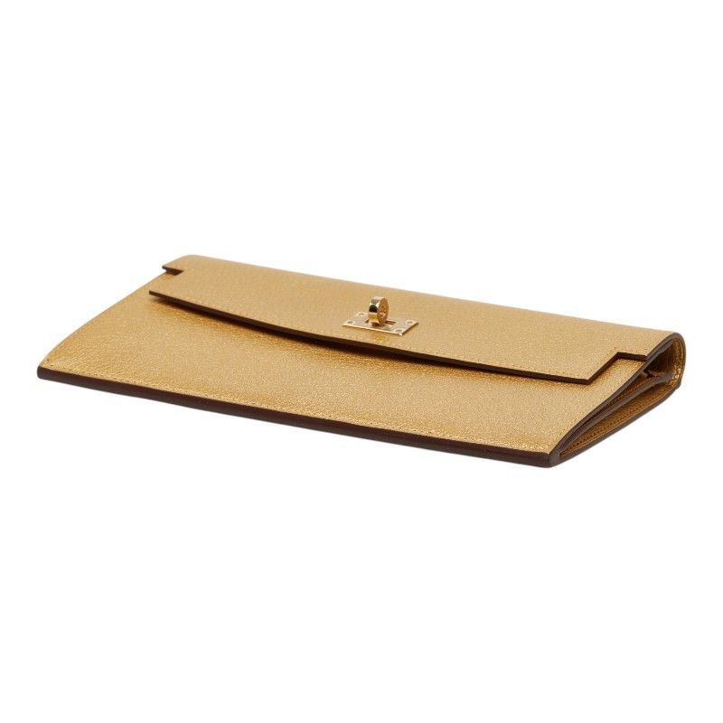 Hermes Kelly Pocket Wallet Gold Chevre Sham Kirite — view 4
