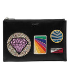 Saint Laurent Glitter Patch Clutch Black Multicolor Leather
