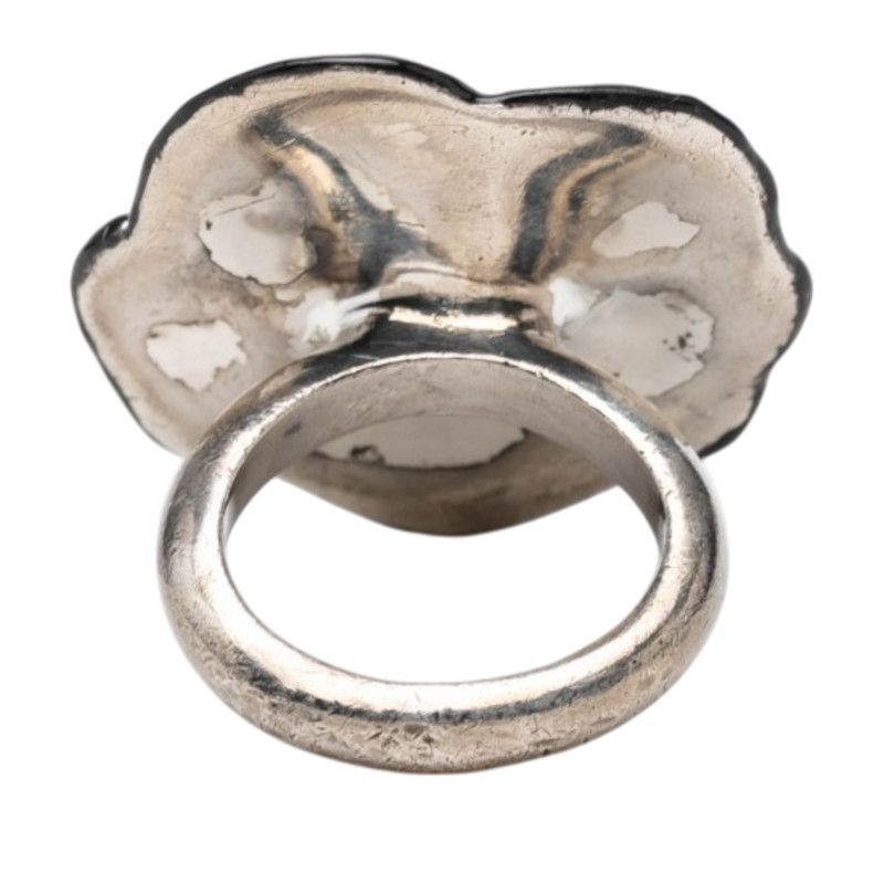 Chanel Camellia Ring Silver Black Metal — view 4
