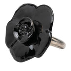 Chanel Camellia Ring Silver Black Metal — view 2