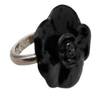 Chanel Camellia Ring Silver Black Metal — view 3