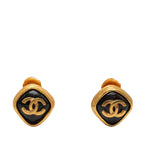 Chanel CC Logo Vintage Earrings Gold Plated