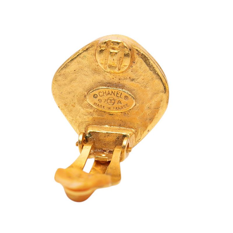 Chanel CC Logo Vintage Earrings Gold Plated — view 3