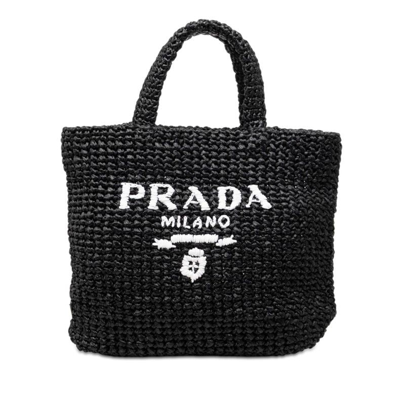 Prada Crochet Tote Black Viscose