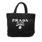 Prada Crochet Tote Black Viscose