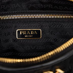 Prada Chain Gather Shoulder Bag Black Nylon Leather — view 5