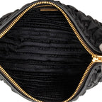 Prada Chain Gather Shoulder Bag Black Nylon Leather — view 4