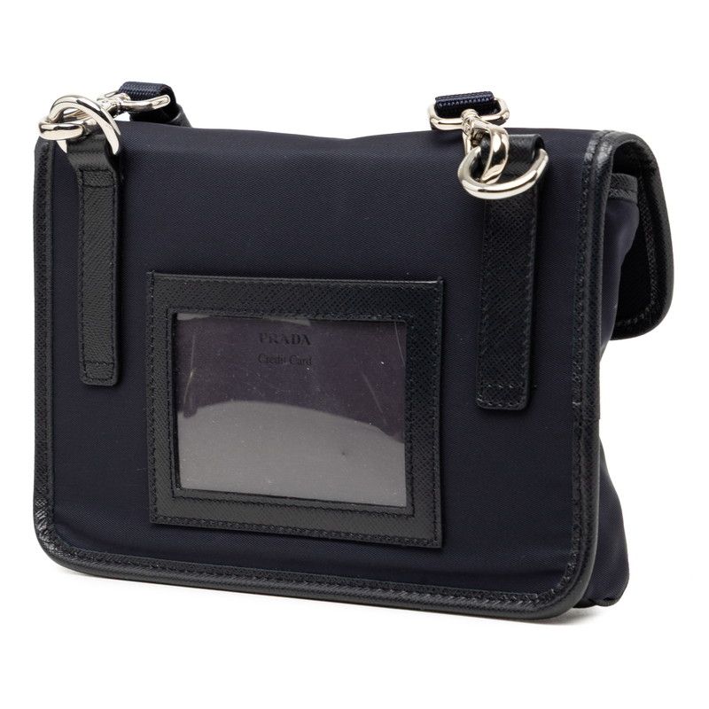Prada Nylon Crossbody Shoulder Bag Navy Saffiano — view 2