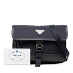 Prada Nylon Crossbody Shoulder Bag Navy Saffiano — view 6