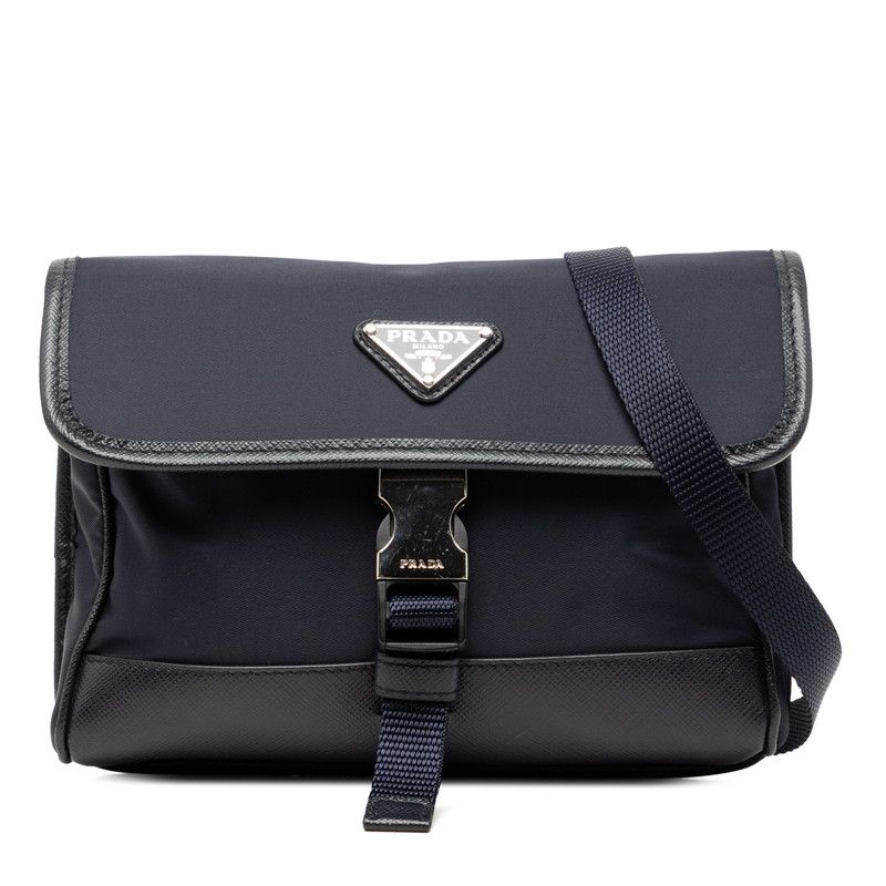 Prada Nylon Crossbody Shoulder Bag Navy Saffiano