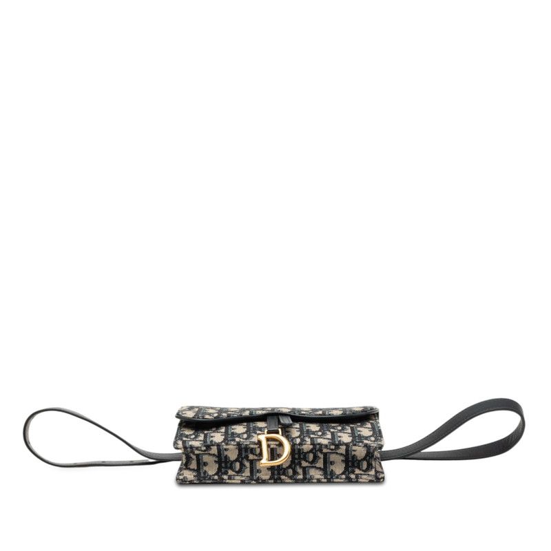 Dior Oblique Trotter Saddle Waist Bag Navy Beige Canvas Leather — view 3