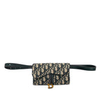 Dior Oblique Trotter Saddle Waist Bag Navy Beige Canvas Leather