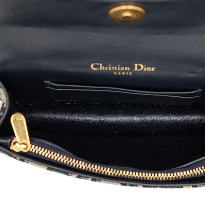 Dior Oblique Trotter Saddle Waist Bag Navy Beige Canvas Leather — view 4