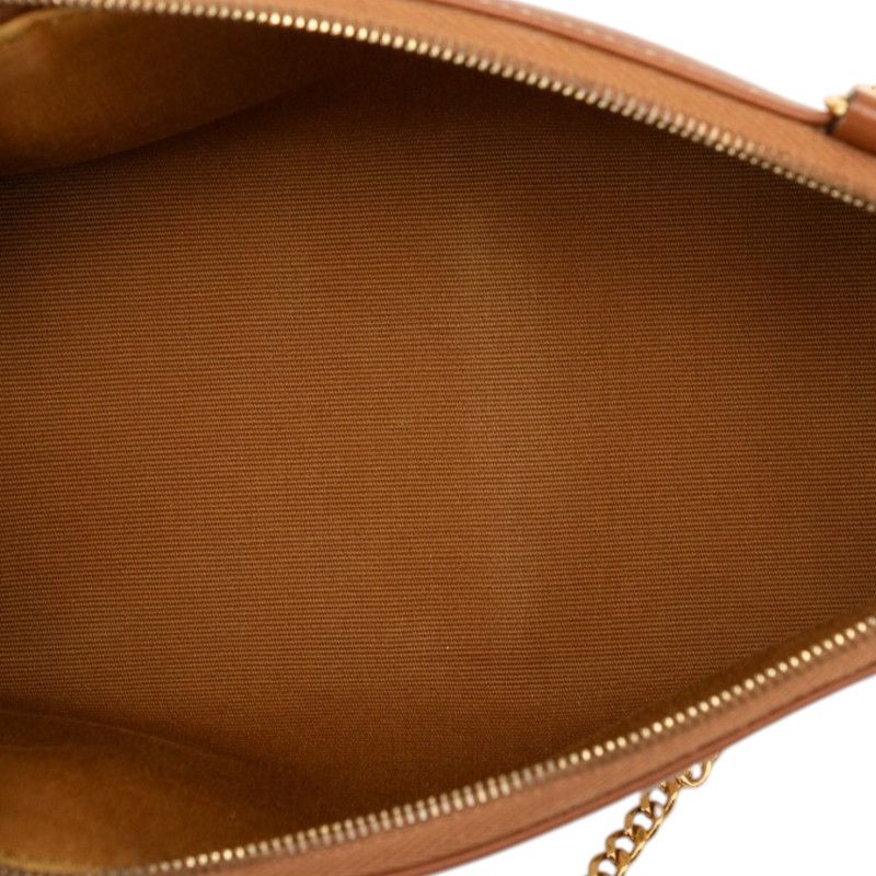 Celine Triomphe Chain Clutch Shoulder Bag White Brown Leather — view 5