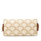 Celine Triomphe Chain Clutch Shoulder Bag White Brown Leather — view 3