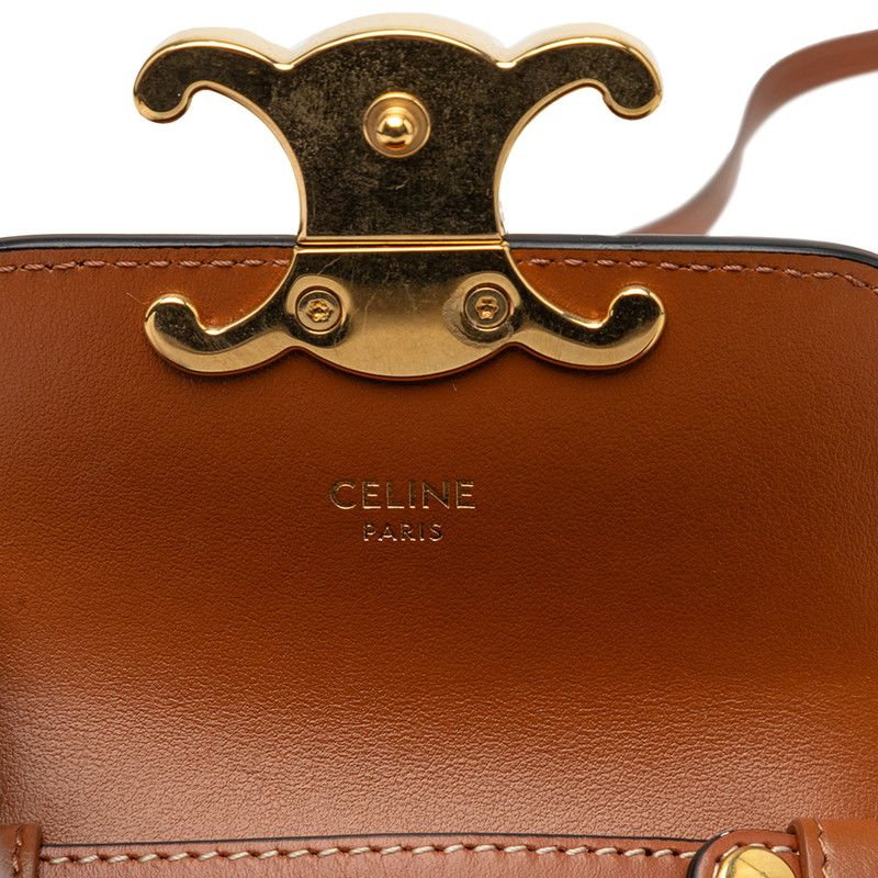 Celine Triomphe Mini Claude Crossbody Shoulder Bag Black Brown Leather — view 5
