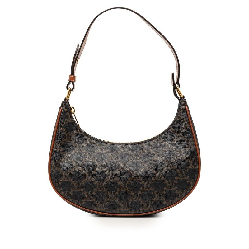 Celine Triomphe Ava Shoulder Bag Black Brown Leather