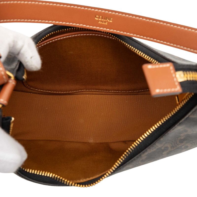 Celine Triomphe Ava Shoulder Bag Black Brown Leather — view 4