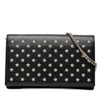Saint Laurent Star Studs Chain Shoulder Bag Wallet Black Leather