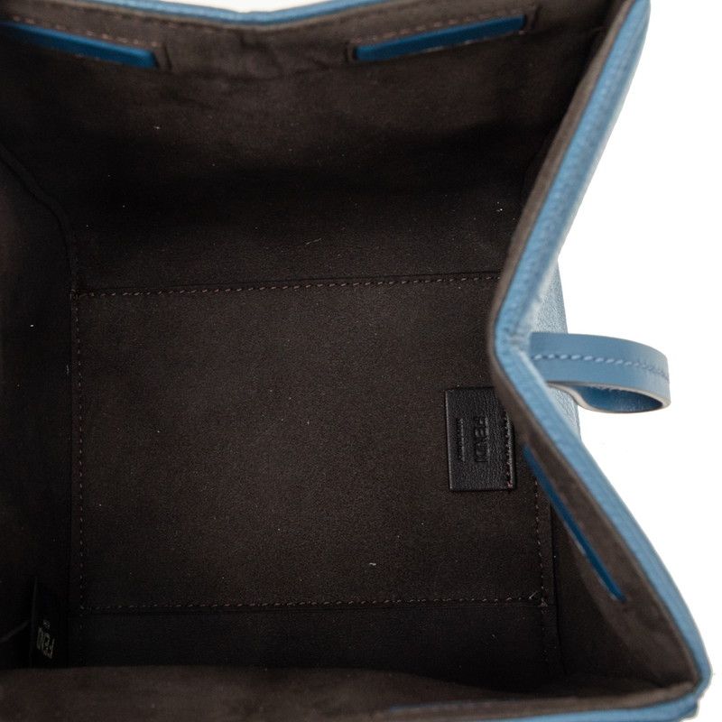 Fendi Origami Mini Tote Shoulder Bag Blue Leather — view 4