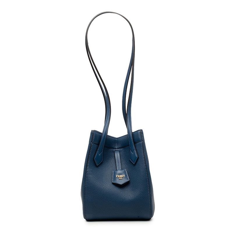 Fendi Origami Mini Tote Shoulder Bag Blue Leather