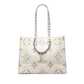 Louis Vuitton Monogram Giant On The Go GM Tote White Green Beige Leather