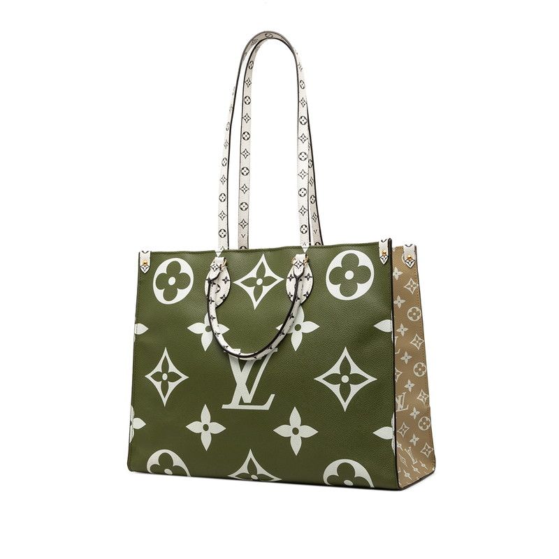 Louis Vuitton Monogram Giant On The Go GM Tote White Green Beige Leather — view 2