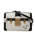 Louis Vuitton Epi Trunk Clutch Chain Shoulder Bag White Black Leather