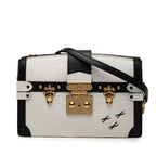 Louis Vuitton Epi Trunk Clutch Chain Shoulder Bag White Black Leather