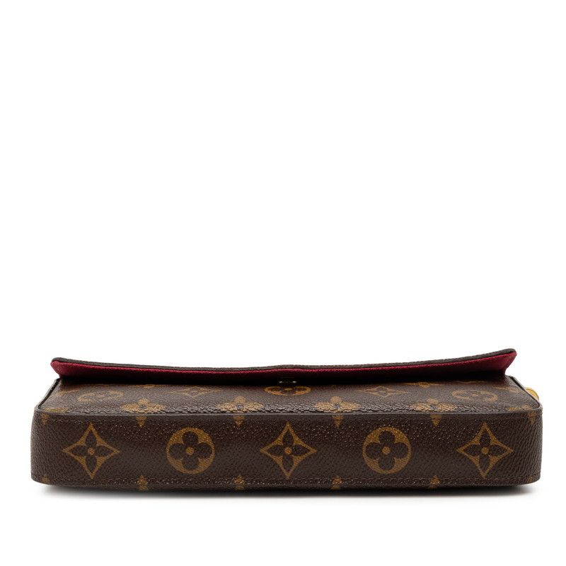 Louis Vuitton Monogram Pochette Felicie Chain Shoulder Bag Brown Fuchsia Leather — view 3