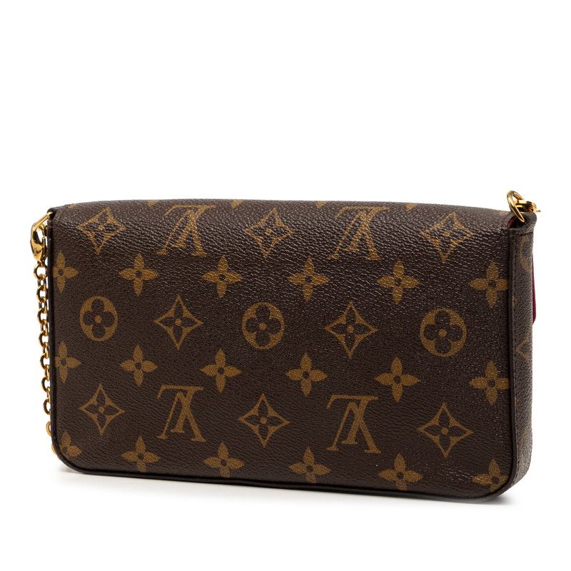 Louis Vuitton Monogram Pochette Felicie Chain Shoulder Bag Brown Fuchsia Leather — view 2