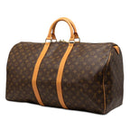 Louis Vuitton Monogram Keepall 55 Boston Bag Brown Leather — view 2
