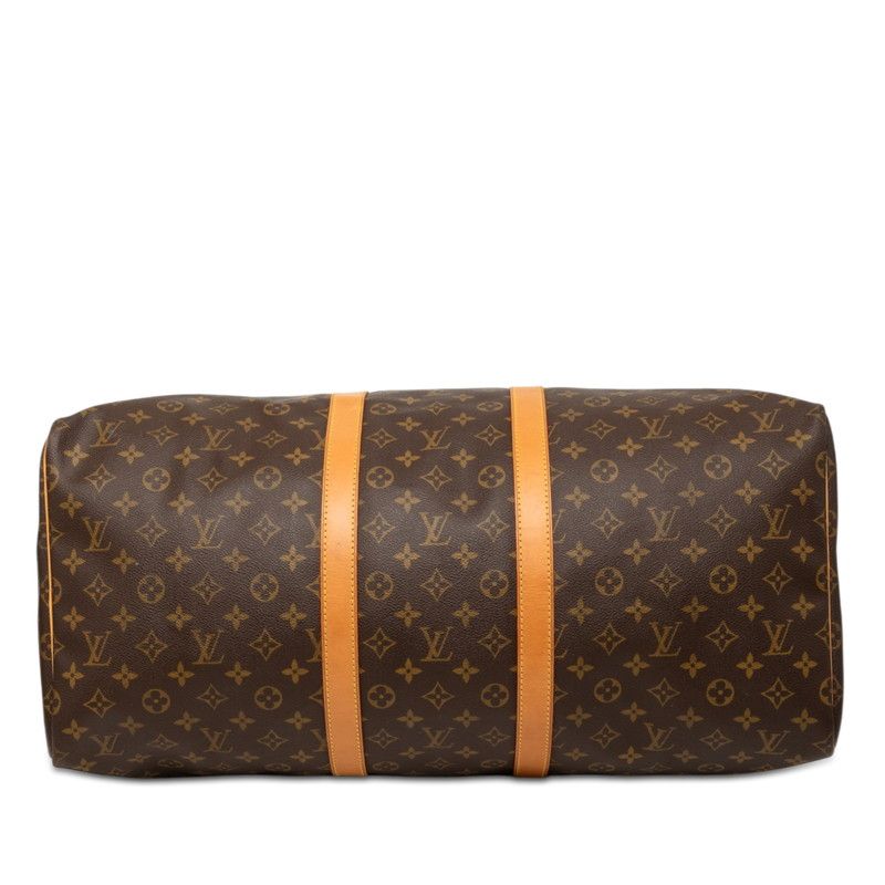Louis Vuitton Monogram Keepall 55 Boston Bag Brown Leather — view 3