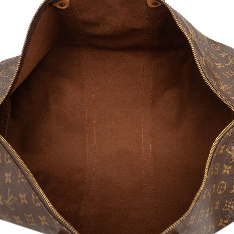 Louis Vuitton Monogram Keepall 55 Boston Bag Brown Leather — view 4