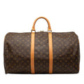 Louis Vuitton Monogram Keepall 55 Boston Bag Brown Leather