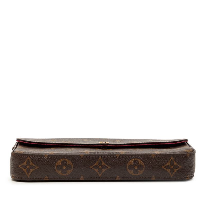 Louis Vuitton Monogram Pochette Felicie Chain Shoulder Bag Brown Fuchsia Leather — view 3