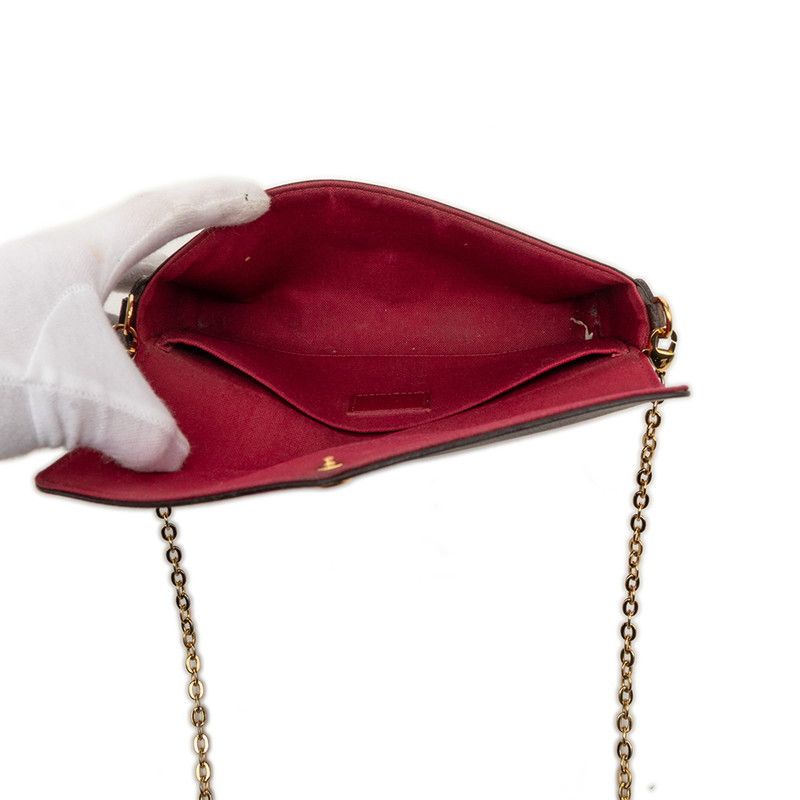 Louis Vuitton Monogram Pochette Felicie Chain Shoulder Bag Brown Fuchsia Leather — view 4