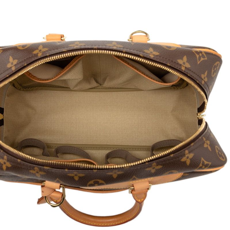 Louis Vuitton Monogram Deauville Handbag Brown Leather — view 4