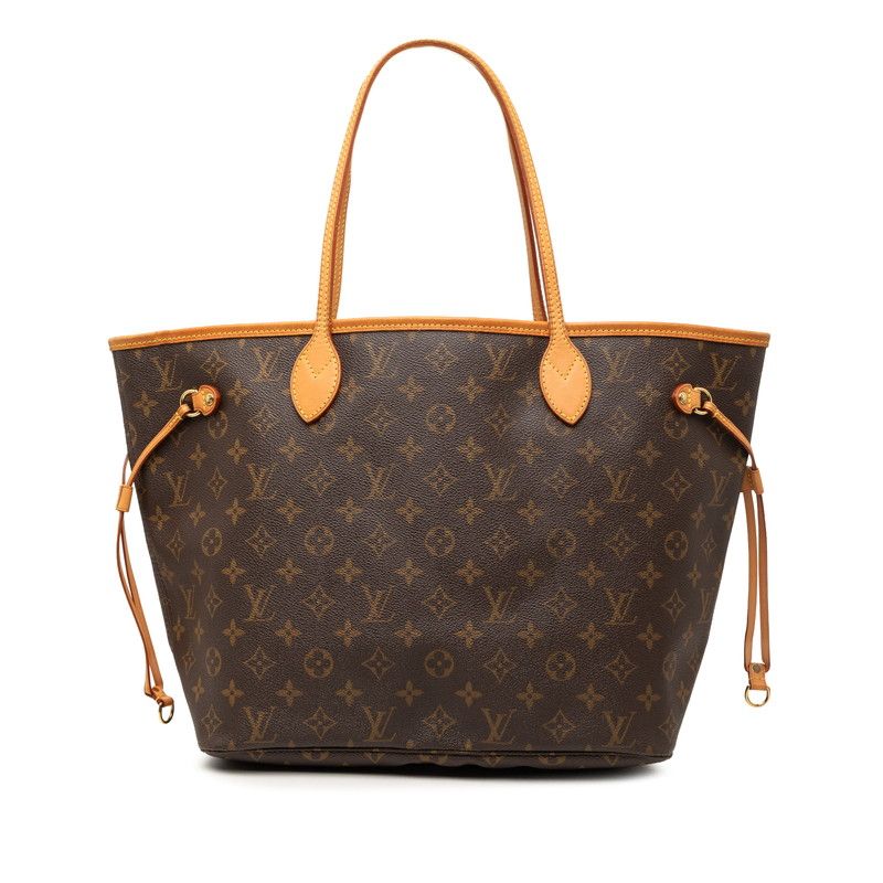 Louis Vuitton Monogram Neverfull MM Tote Shoulder Bag Brown Leather